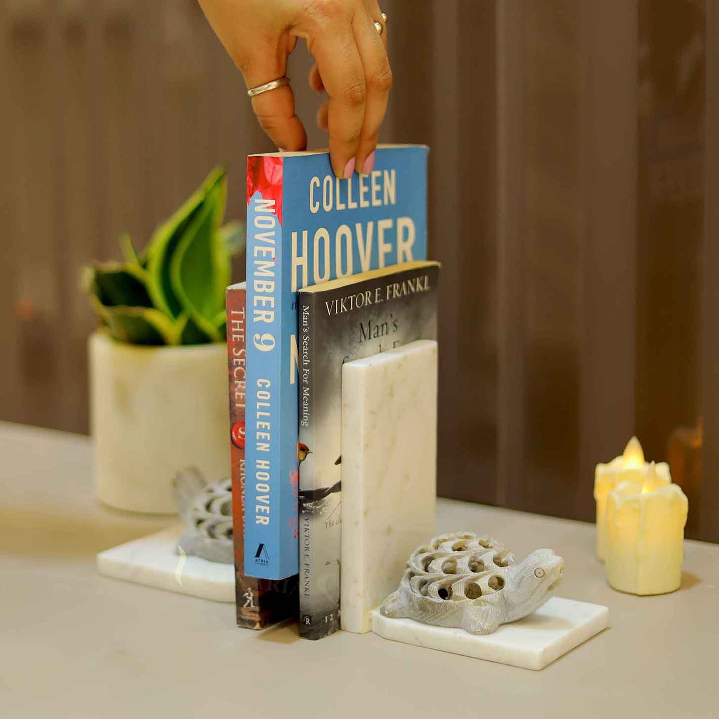 Bodhisattva Marble Book Ends Set Of 2