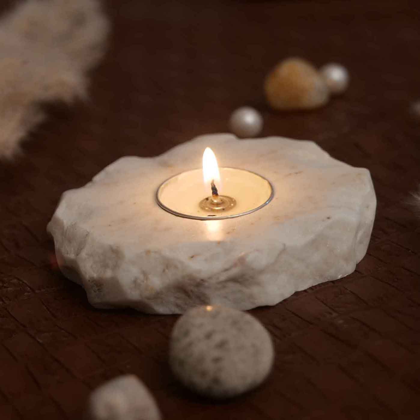 Marble Tea Light Candle Holder (White Marble)