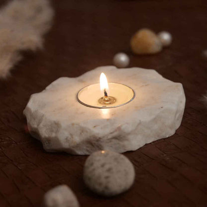 Marble Tea Light Candle Holder (White Marble)