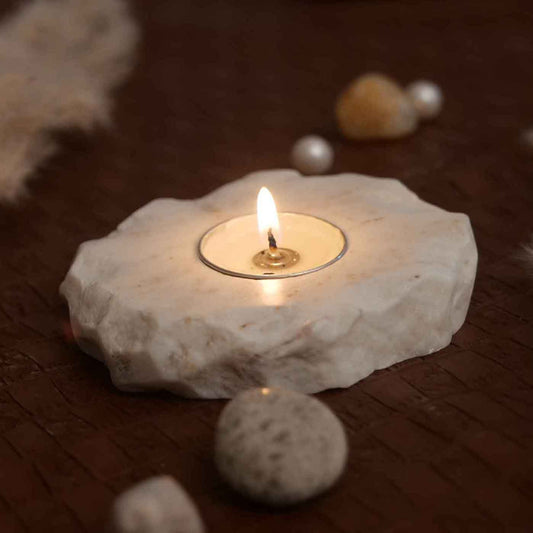Marble Tea Light Candle Holder (White Marble)