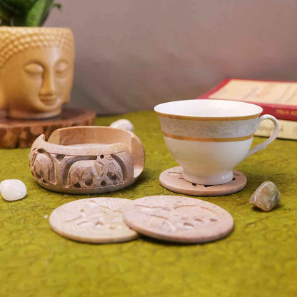 Marble Coasters (Set of 6) With Stand (Marble & Soapstone)