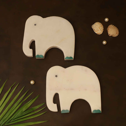 Gajah Inlay Coasters Set of 4 (Marble and Semi Precious Stone)