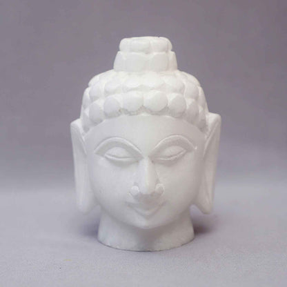 White Marble Buddha Head Figurine