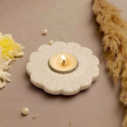 Floral Marble Tea Light Candle Holder (Marble Stone)