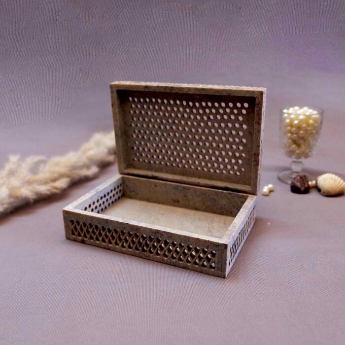 Hand Carving Soapstone Jewellery Box