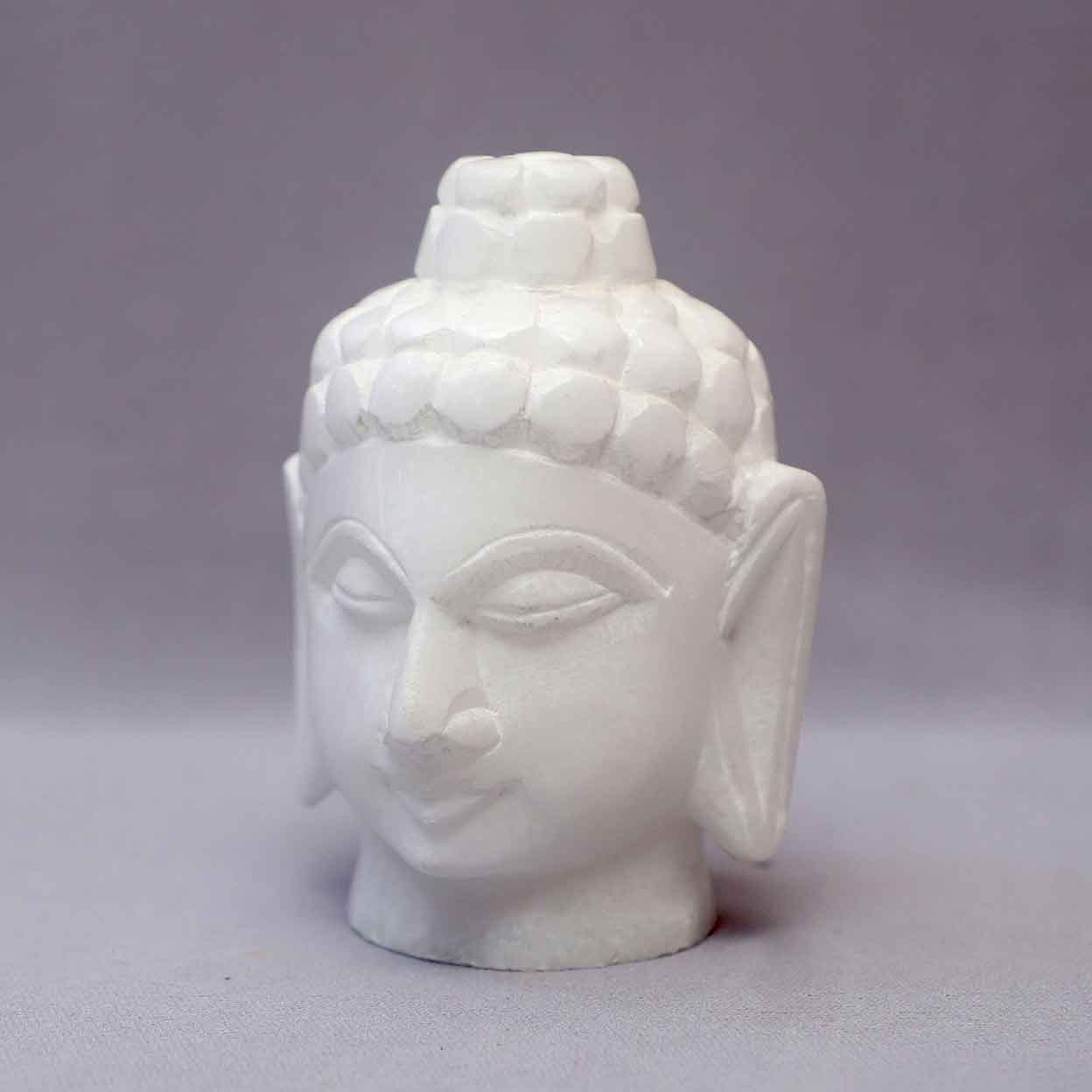 White Marble Buddha Head Figurine