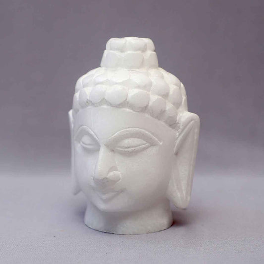 White Marble Buddha Head Figurine