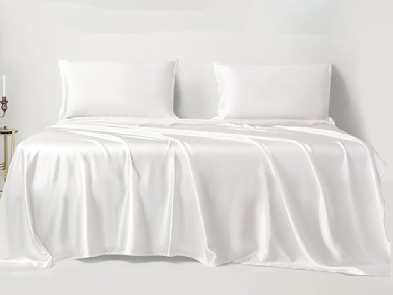 Silk White Premium Bamboo King Size Bedsheet (108" x 108") - 400 TC