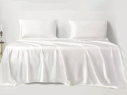 Silk White Premium Bamboo King Size Bedsheet (108" x 108") - 400 TC