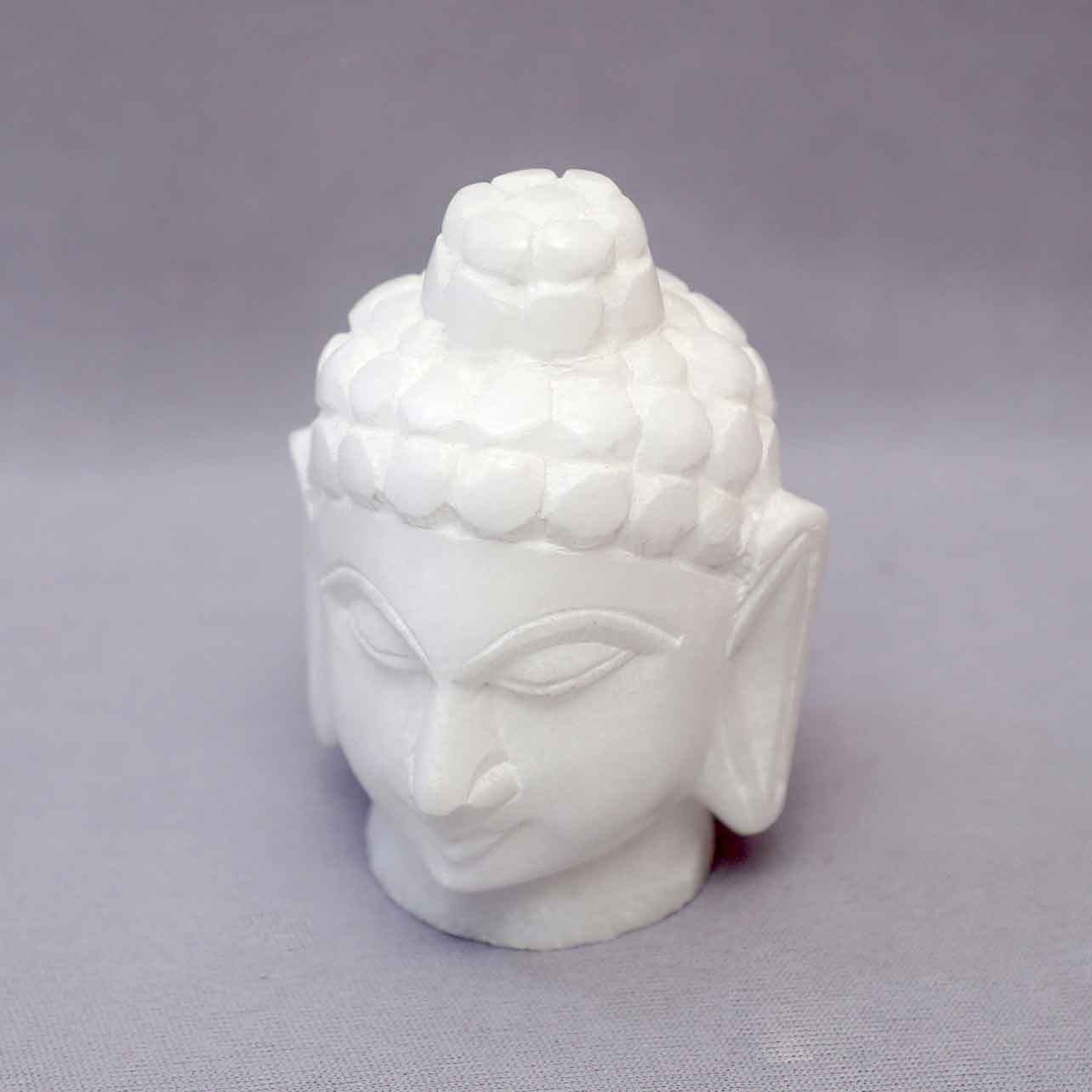 White Marble Buddha Head Figurine