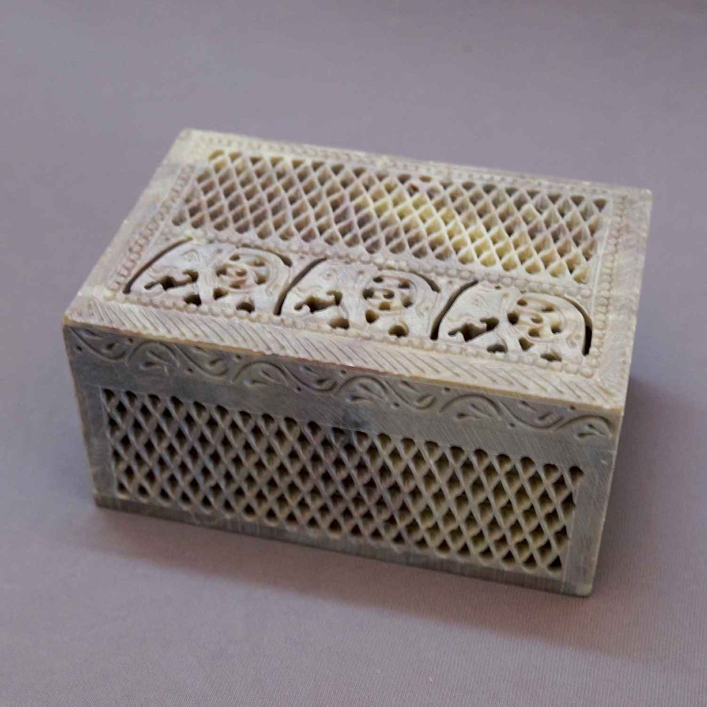 Elephant Soapstone Jewellery Box