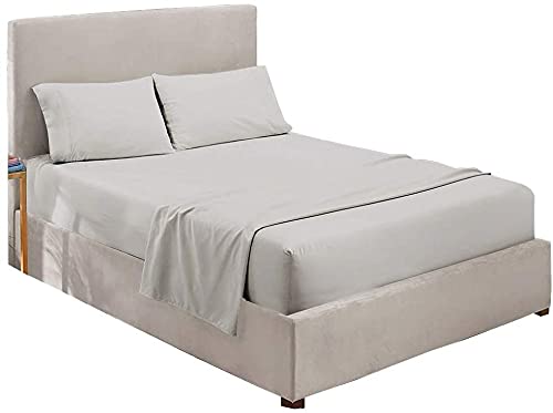 Grey Satin Plain Premium King Size Bedsheet (108" x 108") 300 TC