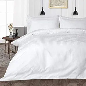 White Strip Premium King Size Bedsheet (108" x 108") - 400TC