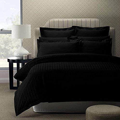 Black Plain Premium King Size Bedsheet (108" x 108") - 350 TC
