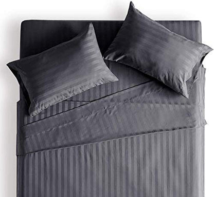 Grey-Lined Plain Premium King Size Bedsheet (108" x 108") - 400 TC