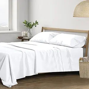 Pure White Plain Premium King Size Bedsheet (108" x 108") - 400 TC