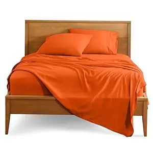 Orange Plain Premium King Size Bedsheet (108" x 108")  400 TC