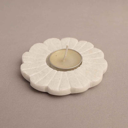 Floral Marble Tea Light Candle Holder (Marble Stone)