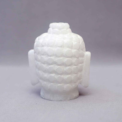 White Marble Buddha Head Figurine