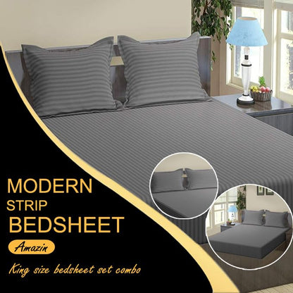 Dark Grey Plain Premium King Size Bedsheet (108" x 108"): 400 TC