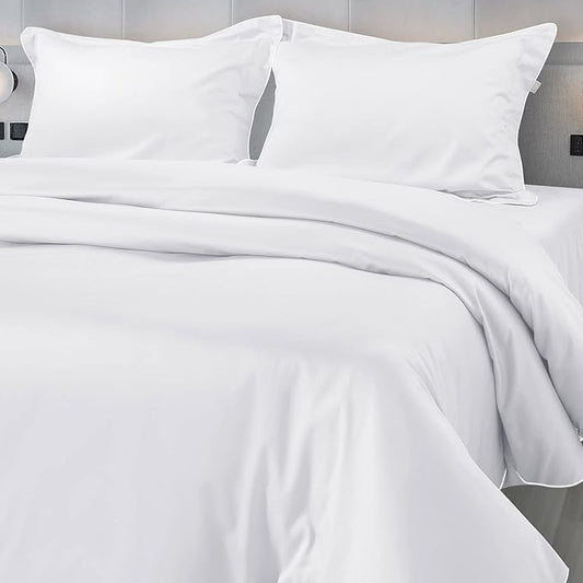 White Cotton Italian Cotton King Size Bedsheet (108" x 108") 500TC