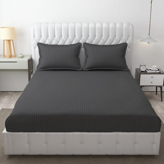 Dark Grey Plain Premium King Size Bedsheet (108" x 108"): 400 TC
