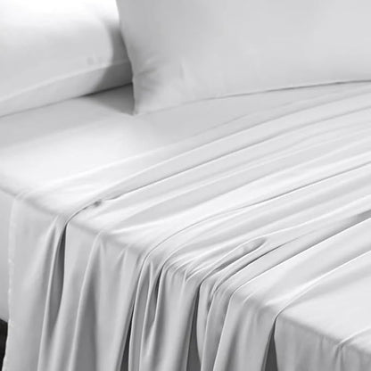 Silk White Plain Premium Queen Size Bedsheet (90" x 100") - 300TC