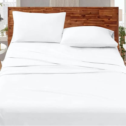 White Strip Premium King Size Bedsheet (108" x 108") - 400TC