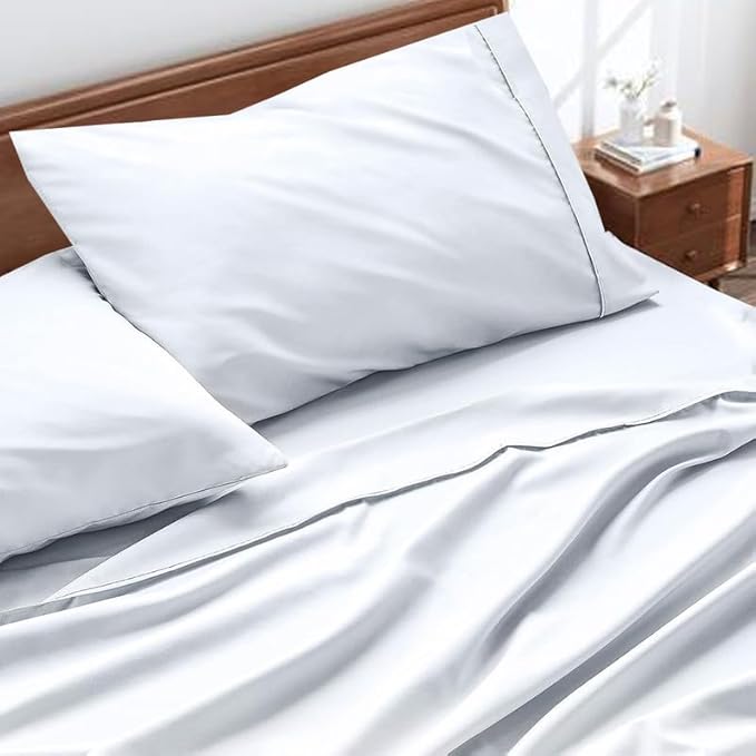 White Strip Premium King Size Bedsheet (108" x 108") - 400TC
