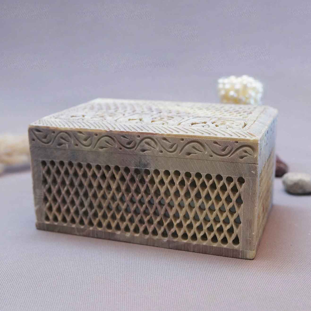 Elephant Soapstone Jewellery Box