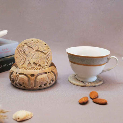 Marble Coasters (Set of 6) With Stand (Marble & Soapstone)