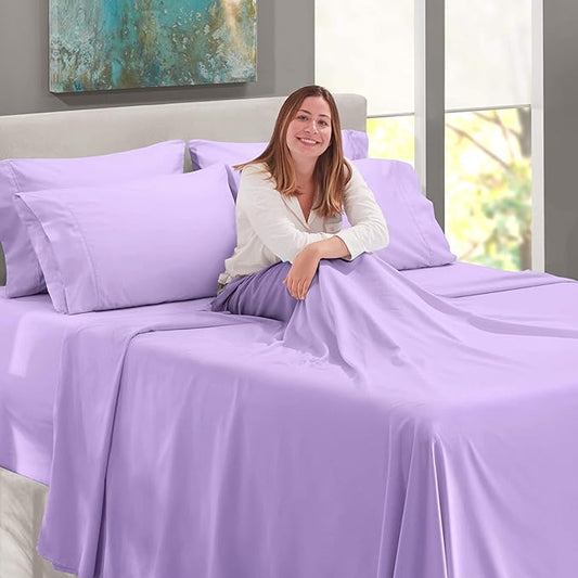 Lilac Plain Premium King Size Bedsheet (108" x 108") 300 TC