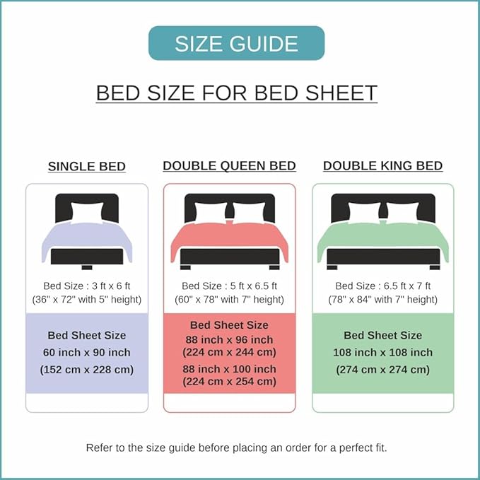 Elzoria Premium Queen Size Bedsheet (90" x 100") 300 TC