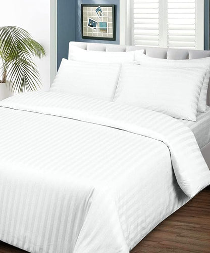 White Strip Premium King Size Bedsheet (108" x 108") - 400TC