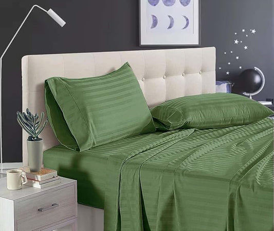 Green Plain Premium King Size Bedsheet (108" x 108") - 400 TC