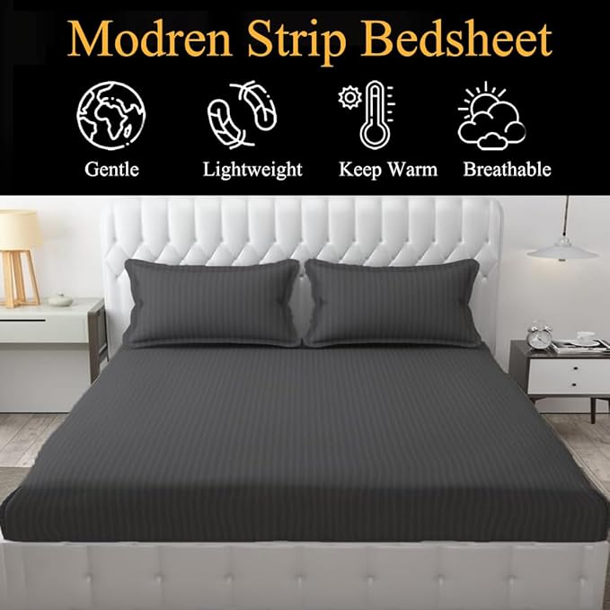 Dark Grey Plain Premium King Size Bedsheet (108" x 108"): 400 TC