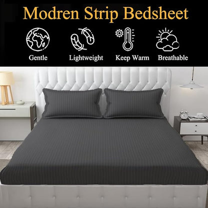 Dark Grey Plain Premium King Size Bedsheet (108" x 108"): 400 TC