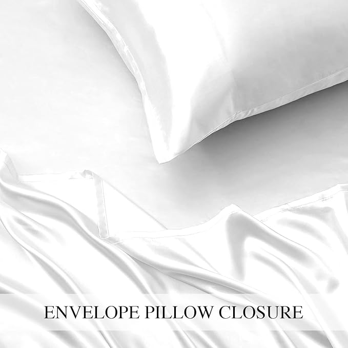 White Silk Plain Premium King Size Bedsheet (108" x 108") 300 TC