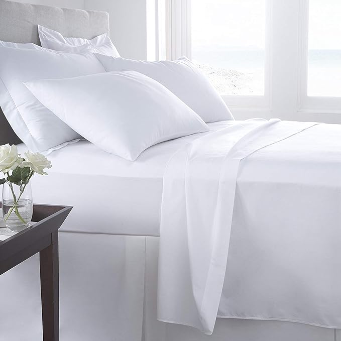 Silk White Plain Premium Queen Size Bedsheet (90" x 100") - 300TC