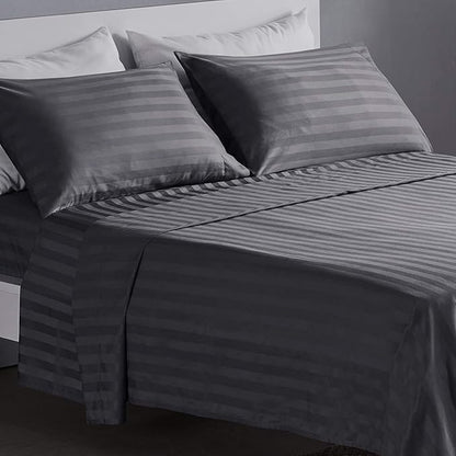 Grey-Lined Plain Premium King Size Bedsheet (108" x 108") - 400 TC