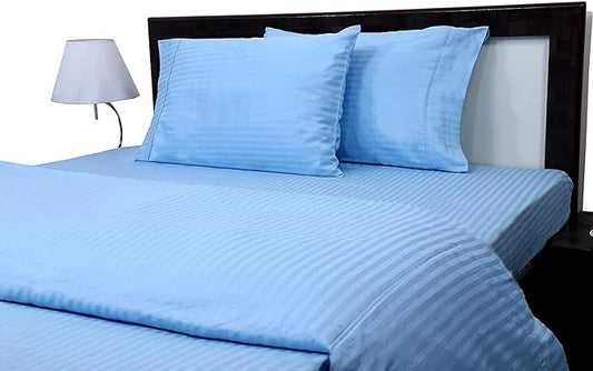 Blue Lined Premium King Size Bedsheet (108" x 108") 300 TC