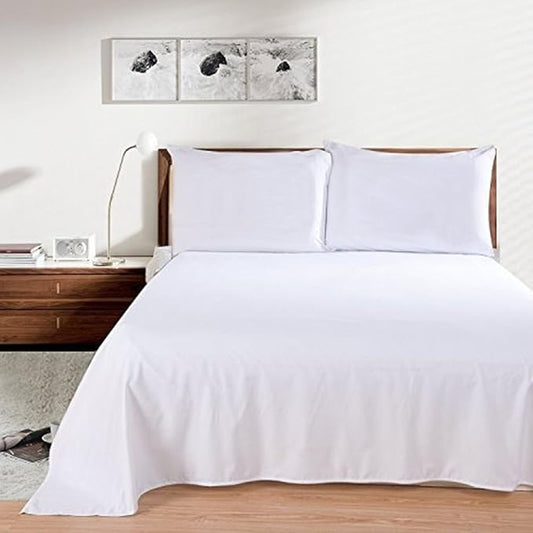 Pure White Plain Premium King Size Bedsheet (108" x 108") - 400 TC