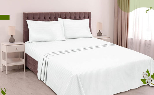 White Silk Premium King Size Bedsheet (108" x 108") - 400 TC