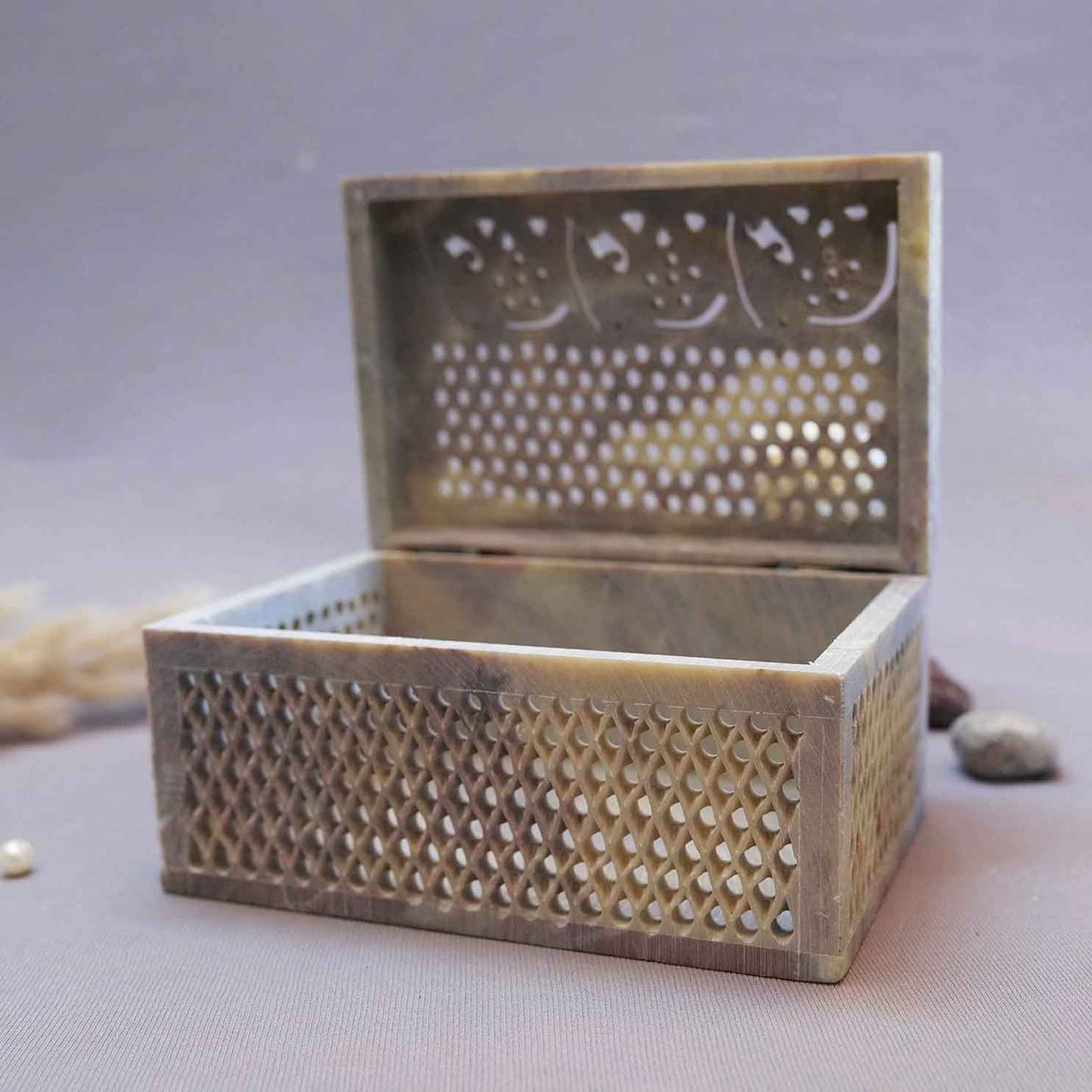 Elephant Soapstone Jewellery Box