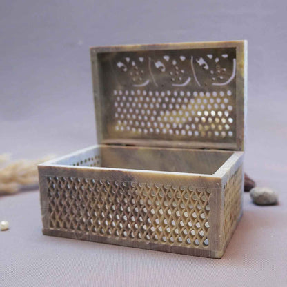 Elephant Soapstone Jewellery Box