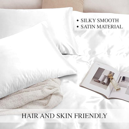 White Silk Plain Premium King Size Bedsheet (108" x 108") 300 TC