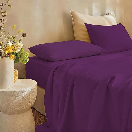 Purple Plain Premium King Size Bedsheet (108" x 108") 300 TC