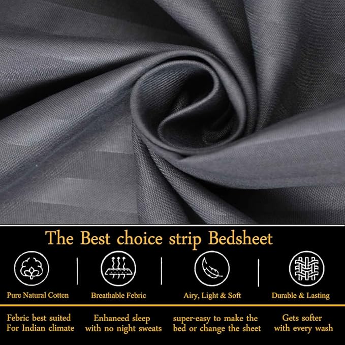 Dark Grey Plain Premium King Size Bedsheet (108" x 108"): 400 TC