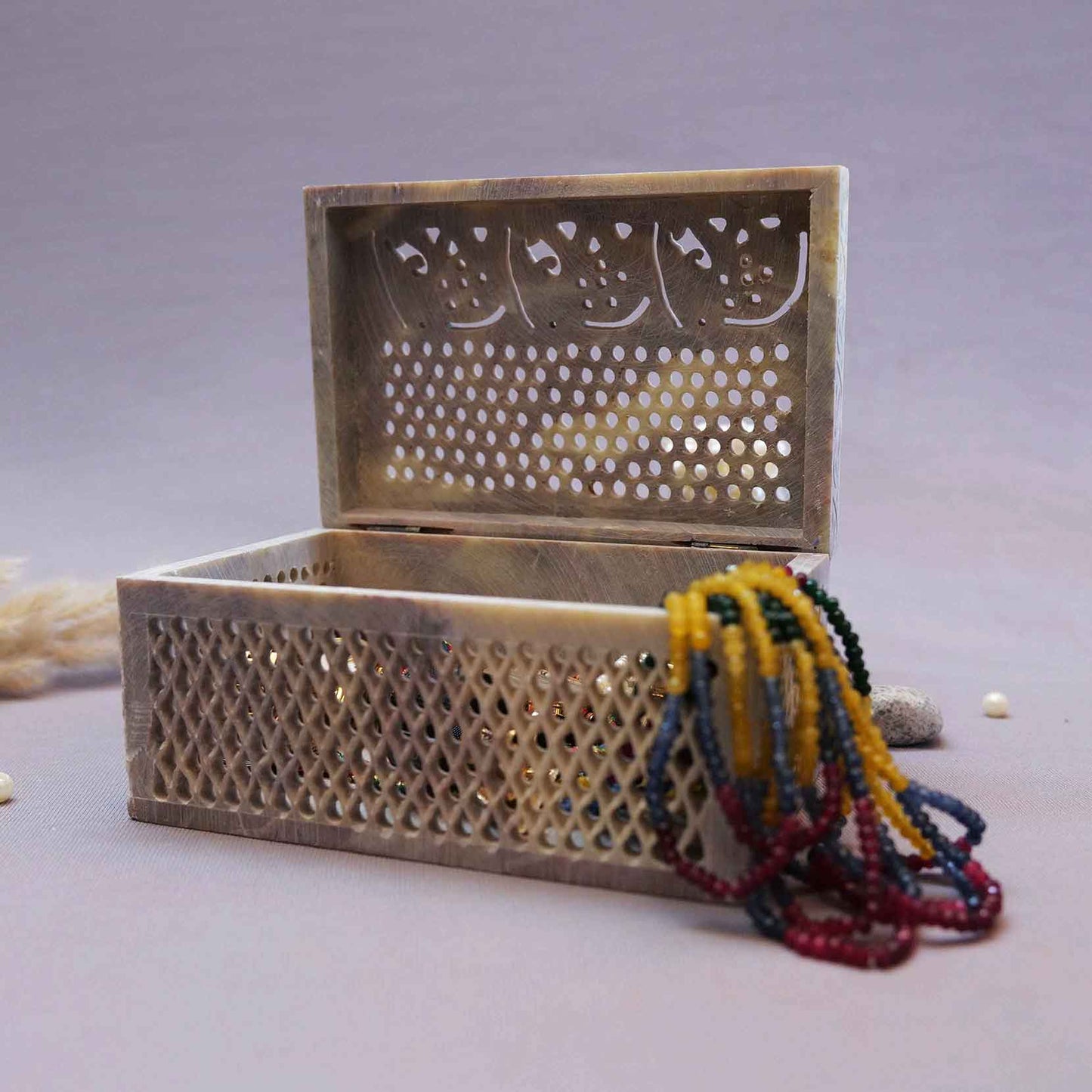 Elephant Soapstone Jewellery Box