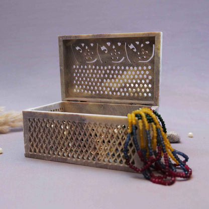 Elephant Soapstone Jewellery Box